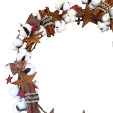 Load image into Gallery viewer, Star, Cotton and infused Cinnamon Wreath. 50cm