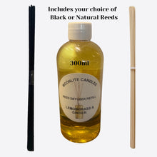 Load image into Gallery viewer, Lemongrass & Ginger - Reed Diffuser Refill Fragrance 300ml Bottle + Set of Reeds