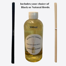 Load image into Gallery viewer, Gardenia Jasmine - Reed Diffuser Refill Fragrance 300ml Bottle + Set of Reeds