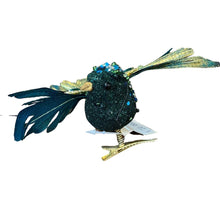 Load image into Gallery viewer, Sequined Bird on Clip. Peacock or Christmas Red.
