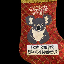 Load image into Gallery viewer, Koala. Australiana Deluxe Christmas Stocking.Fully Lined Fabric.40cm