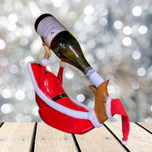Load image into Gallery viewer, &quot;The Drunk Duck&quot; Wine Bottle Holder, Wood Carved - Santa&#39;s Helper
