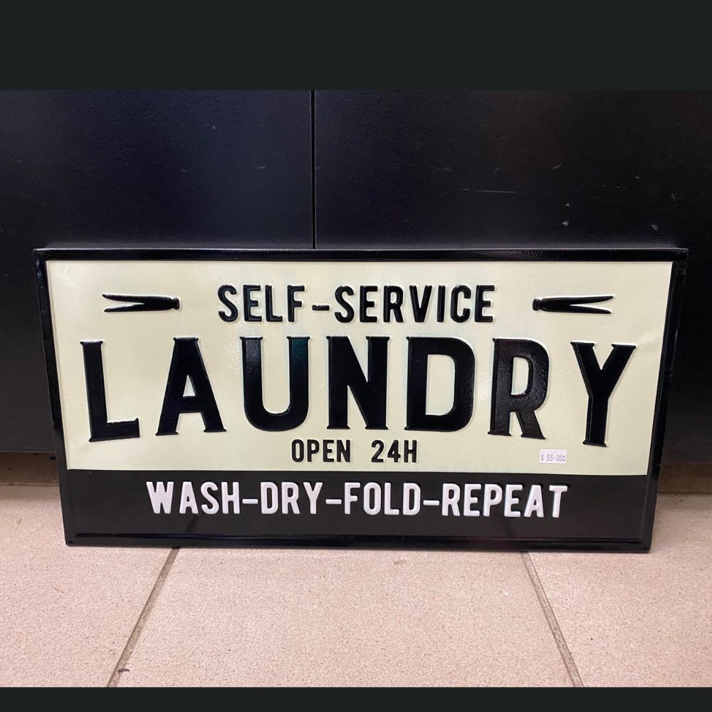 Laundry Self Service Enamel Sign.