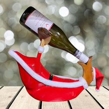Load image into Gallery viewer, &quot;The Drunk Duck&quot; Wine Bottle Holder, Wood Carved - Santa&#39;s Helper
