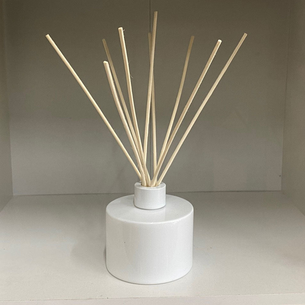 Gloss White Squat Reed Diffuser Bottle 200ml & Reed Set