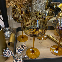 Load image into Gallery viewer, &quot;Anthea&quot; Leopard Mouth Blown Glassware. Wine, Stemless, Champagne, Gin, Martini Sets

