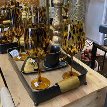 Load image into Gallery viewer, &quot;Anthea&quot; Leopard Mouth Blown Glassware. Wine, Stemless, Champagne, Gin, Martini Sets
