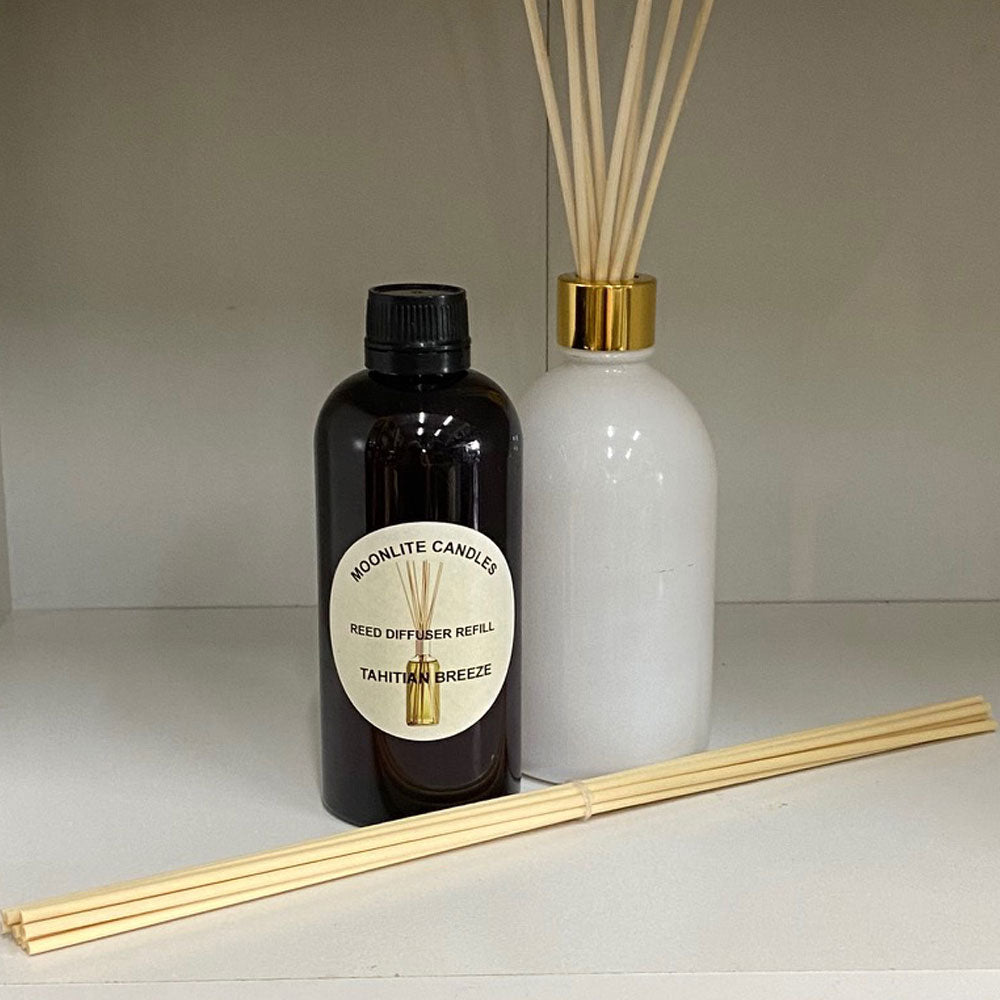 Tahitian Breeze - Reed Diffuser Refill Fragrance 300ml Bottle + Set of Reeds