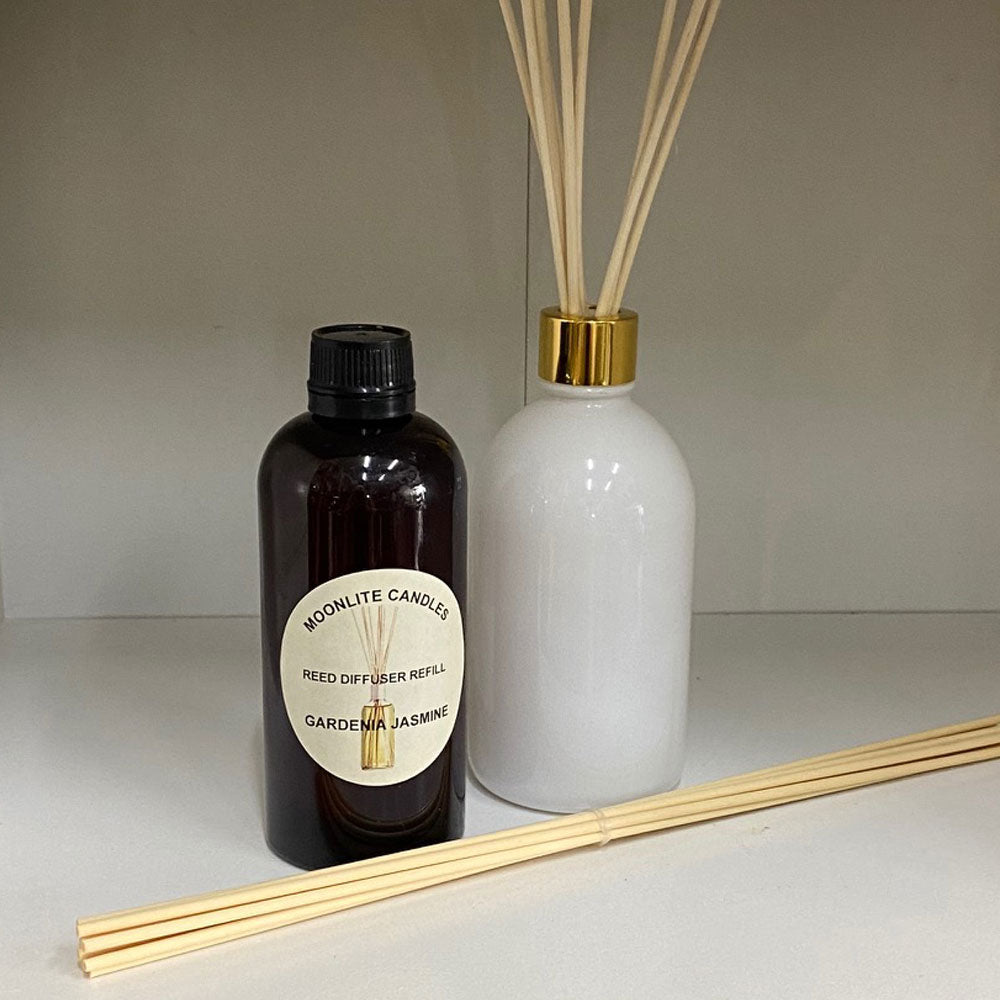 Gardenia Jasmine - Reed Diffuser Refill Fragrance 300ml Bottle + Set of Reeds