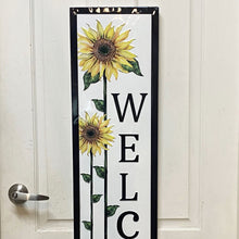Load image into Gallery viewer, Welcome Sunflowers Enamel Embossed Sign.
