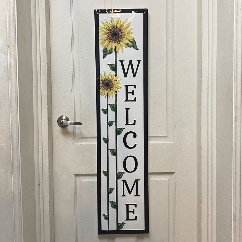 Welcome Sunflowers Enamel Embossed Sign.