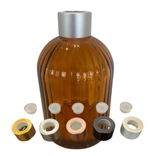 Load image into Gallery viewer, Reed Diffuser Bottle and Collar Set - Amber Ribbed. 250ml.

