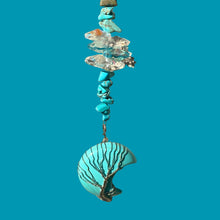 Load image into Gallery viewer, Aquamarine Crystal Suncatcher. Moon Tree of Life.
