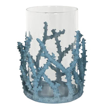 Load image into Gallery viewer, Faux Coral Windlight Candle Holder. Glass Insert. Blue.
