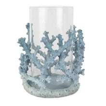 Load image into Gallery viewer, Faux Coral Windlight Candle Holder. Glass Insert. Blue.
