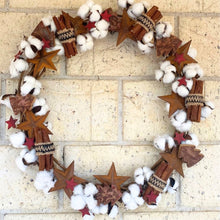 Load image into Gallery viewer, Star, Cotton and infused Cinnamon Wreath. 50cm
