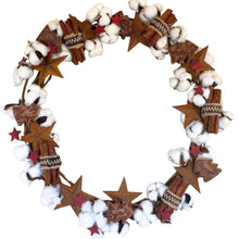 Load image into Gallery viewer, Star, Cotton and infused Cinnamon Wreath. 50cm
