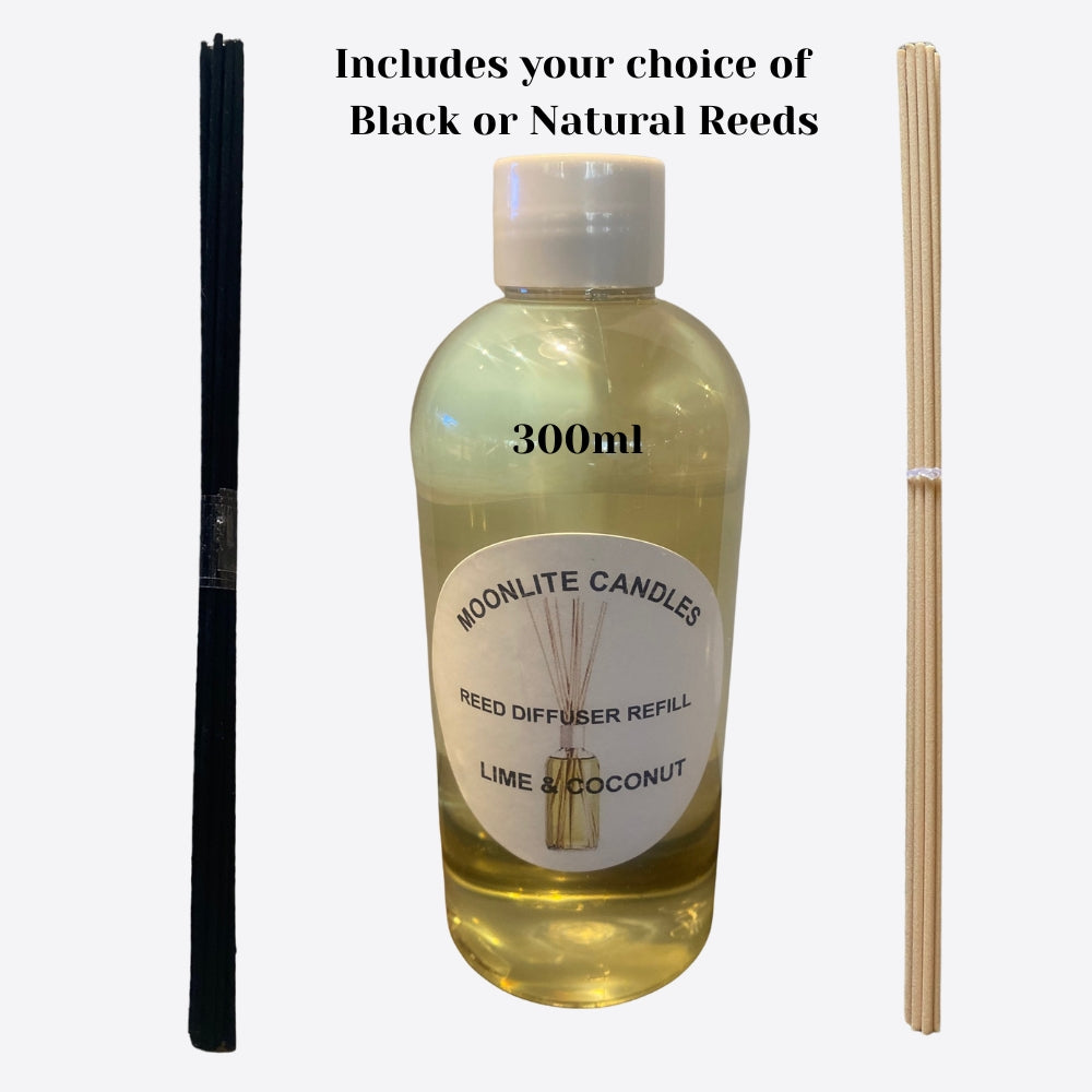 Lime & Coconut - Reed Diffuser Refill Fragrance 300ml + Set of Reeds
