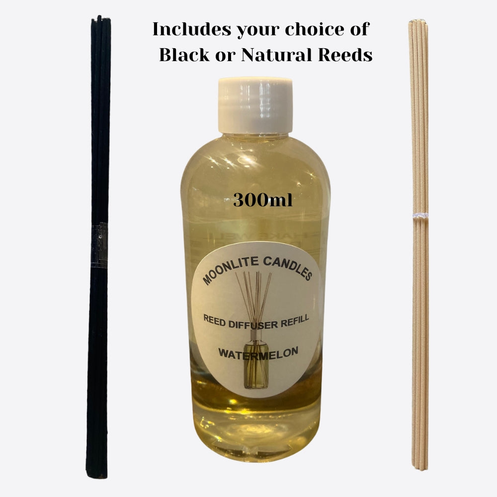 Watermelon - Reed Diffuser Refill Fragrance 300ml Bottle + Set of Reeds