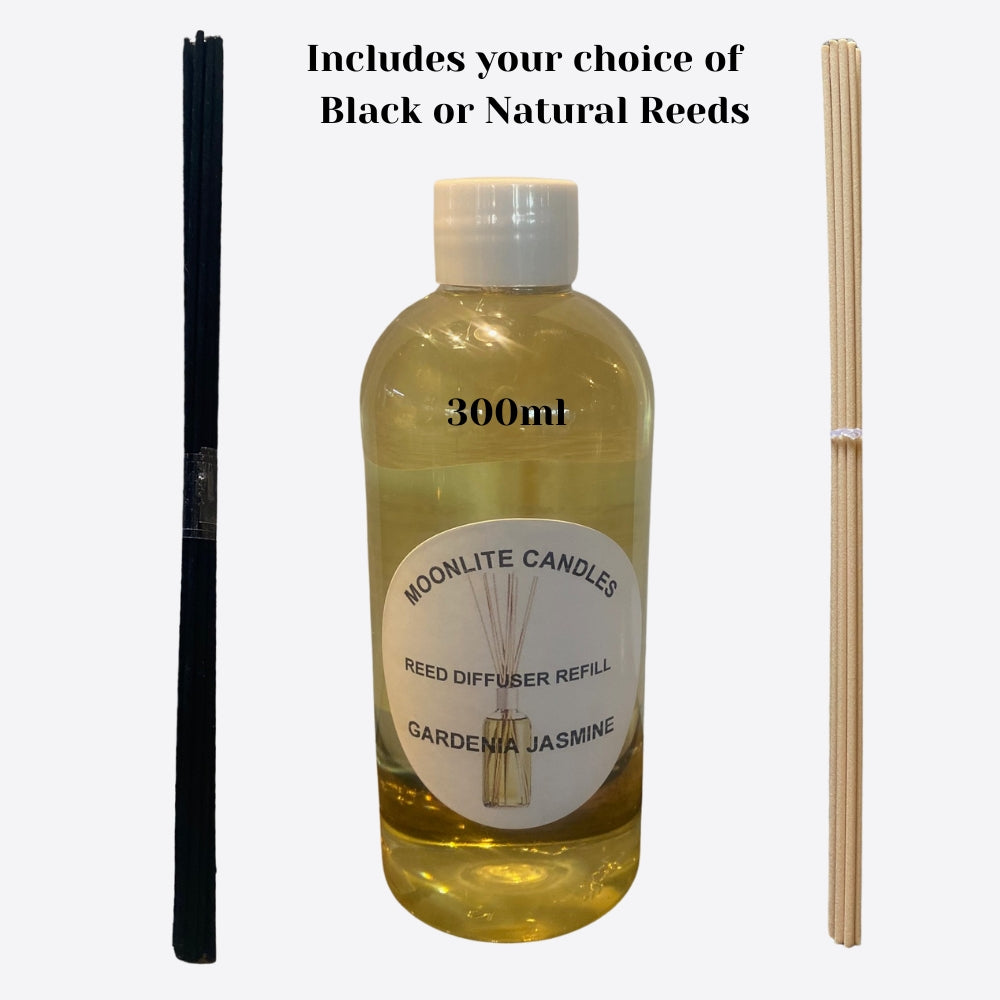 Gardenia Jasmine - Reed Diffuser Refill Fragrance 300ml Bottle + Set of Reeds