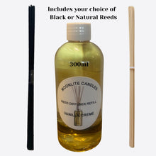 Load image into Gallery viewer, Vanilla Crème - Reed Diffuser Refill Fragrance 300ml Bottle + Set of Reeds
