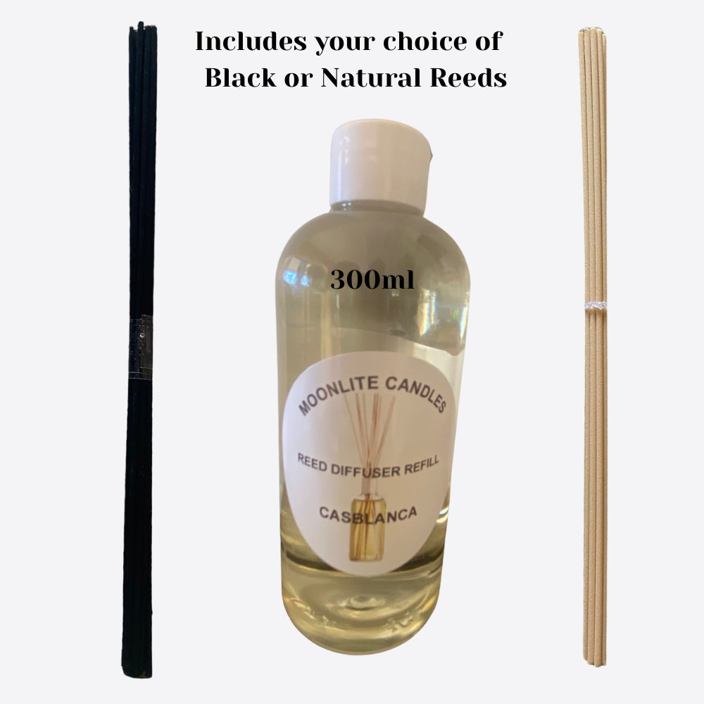 Casablanca - Reed Diffuser Refill Fragrance 300ml Bottle+ Set of Reeds