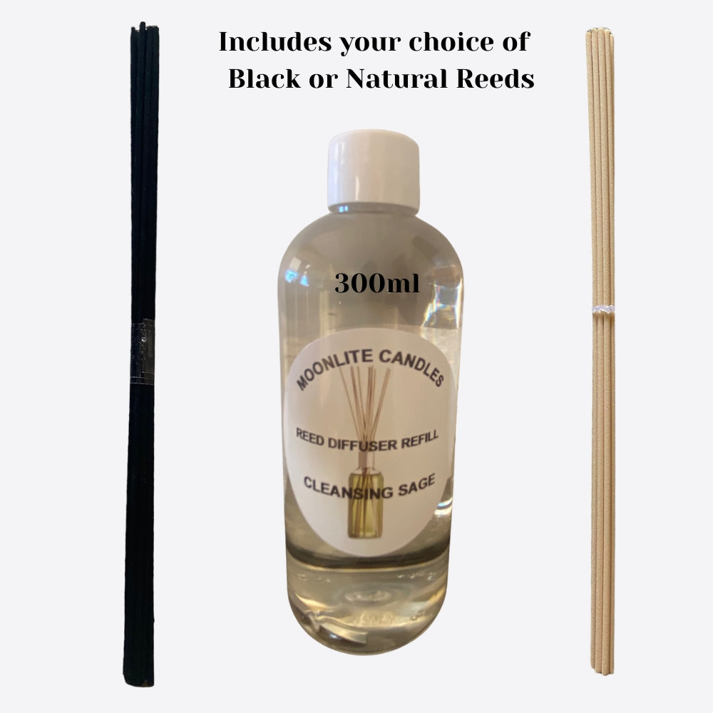 Cleansing Sage - Reed Diffuser Refill Fragrance 300ml Bottle + Set of Reeds