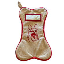 Load image into Gallery viewer, Christmas Stocking German Shepherd Dog. Hessian Suede Velvet.
