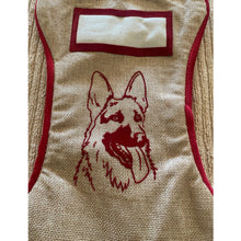 Load image into Gallery viewer, Christmas Stocking German Shepherd Dog. Hessian Suede Velvet.

