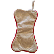 Load image into Gallery viewer, Christmas Stocking Dog. Hessian Suede Velvet
