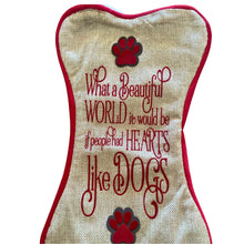 Load image into Gallery viewer, Christmas Stocking Dog. Hessian Suede Velvet
