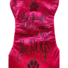 Load image into Gallery viewer, Christmas Stocking Dog. Red Velvet Suede.
