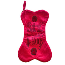 Load image into Gallery viewer, Christmas Stocking Dog. Red Velvet Suede.
