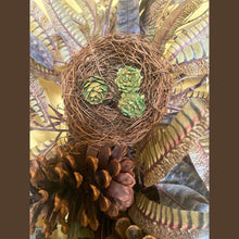 Load image into Gallery viewer, Feather Swag with Birds Nest and Pine Cones. Artificial. 80cm
