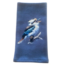 Load image into Gallery viewer, Kookaburra. 100% Cotton Tea Towel Slate Blue.
