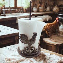 Load image into Gallery viewer, Rooster Paper Towel Holder. Cast Iron
