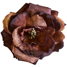 Load image into Gallery viewer, Rose Clip. Suede Brown Rose Gold. 12cm
