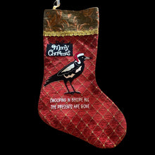 Load image into Gallery viewer, Magpie. Australiana Deluxe Christmas Stocking.Fully Lined Fabric.40cm

