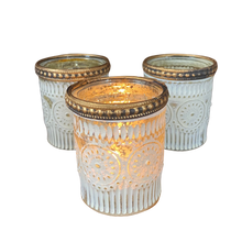 Load image into Gallery viewer, Candle Holder White Gold Rim
