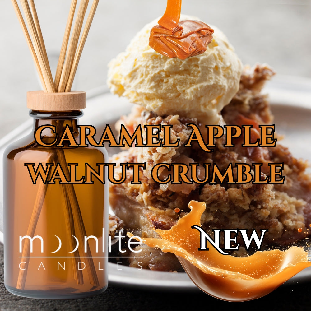Caramel Apple Walnut Crumble - Reed Diffuser Refill Fragrance 300ml Bottle + Set of Reeds