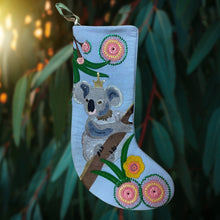 Load image into Gallery viewer, Koala. Embroidered Christmas Stocking. 48cm
