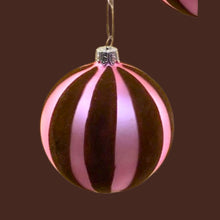 Load image into Gallery viewer, Pink Chocolate Flocked Christmas Bauble 8cm.
