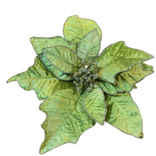 Load image into Gallery viewer, Glitter Poinsettia Flower Clip. Green
