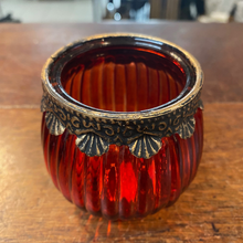 Load image into Gallery viewer, Red Gold Trim Candle Holder
