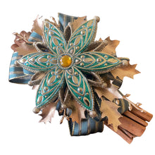 Load image into Gallery viewer, Cinnamon Sticks. Christmas Snowflake. Fragrant Quills. 23cm Aqua Gold
