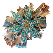 Load image into Gallery viewer, Cinnamon Sticks. Christmas Snowflake. Fragrant Quills. 23cm Aqua Gold
