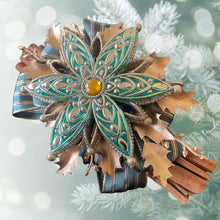 Load image into Gallery viewer, Cinnamon Sticks. Christmas Snowflake. Fragrant Quills. 23cm Aqua Gold
