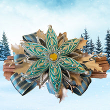 Load image into Gallery viewer, Cinnamon Sticks. Christmas Snowflake. Fragrant Quills. 23cm Aqua Gold
