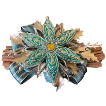 Load image into Gallery viewer, Cinnamon Sticks. Christmas Snowflake. Fragrant Quills. 23cm Aqua Gold
