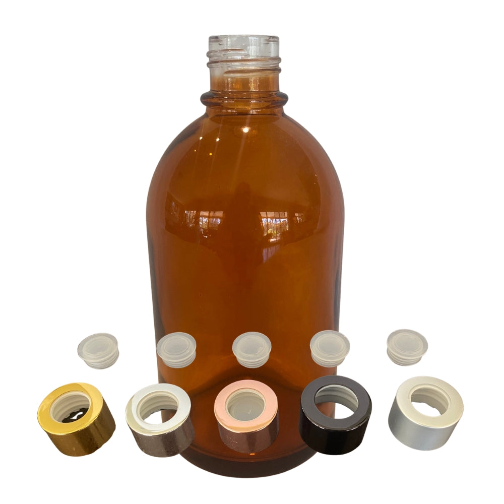 Reed Diffuser Bottle and Collar Set - Amber. 250ml.
